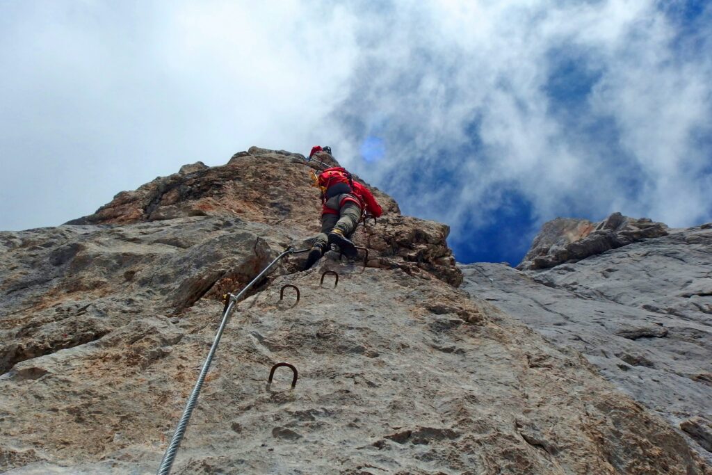 man mountain climbing